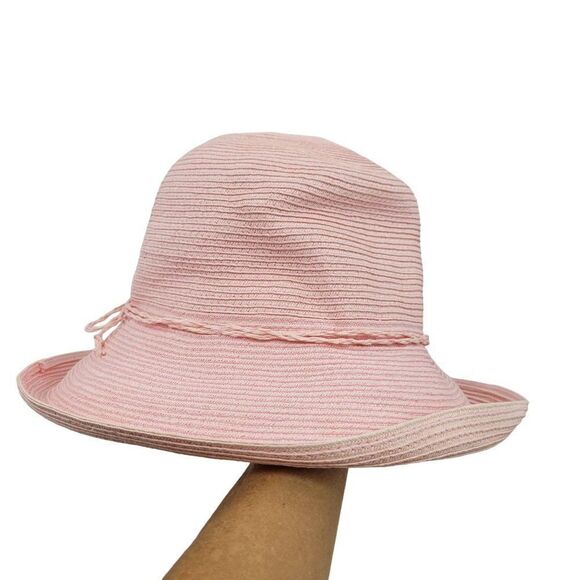 Dorfman Pacific Beach Bucket Safari Hat Pink 100% Paper Braided Bow Detail - Picture 6 of 9